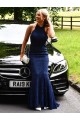 Elegant Long Blue Lace Mermaid Prom Dresses Formal Evening Gowns 901101 Elegant Long Blue Lace Mermaid Prom Dresses Formal Evening Gowns 901101