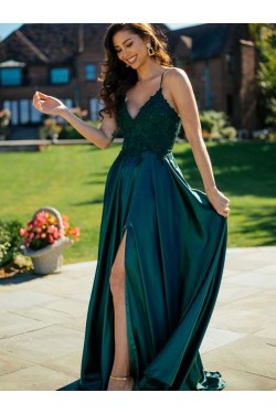 A-Line Lace Long Prom Dresses Formal Evening Gowns 901102