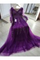 A-Line Long Purple Lace Long Sleeves Prom Dresses Formal Evening Gowns 901105 A-Line Long Purple Lace Long Sleeves Prom Dresses Formal Evening Gowns 901105