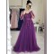 A-Line Long Purple Lace Long Sleeves Prom Dresses Formal Evening Gowns 901105