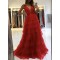 Long Red Tulle Prom Dresses Formal Evening Gowns 901107