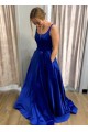 Long Blue Satin Prom Dresses Formal Evening Gowns 901108 Long Blue Satin Prom Dresses Formal Evening Gowns 901108