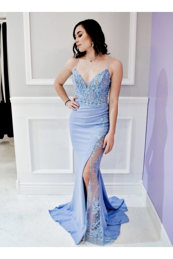 Mermaid Lace Spaghetti Straps Long Prom Dresses Formal Evening Gowns 901111 Mermaid Lace Spaghetti Straps Long Prom Dresses Formal Evening Gowns 901111