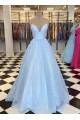 A-Line Sparkle Tulle Lavender Long Prom Dresses Formal Evening Gowns 901113