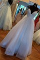 A-Line Sparkle Tulle Lavender Long Prom Dresses Formal Evening Gowns 901113