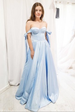 A-Line Off the Shoulder Long Prom Dresses Formal Evening Gowns 901118