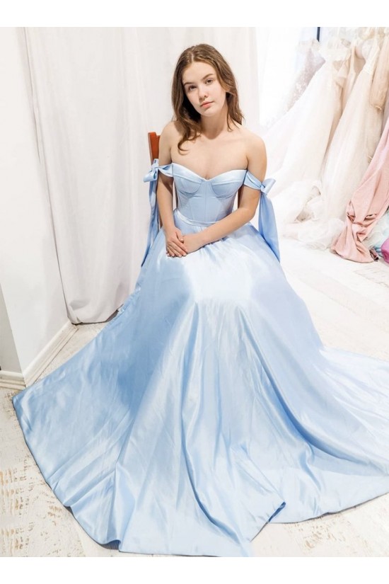 A-Line Off the Shoulder Long Prom Dresses Formal Evening Gowns 901118 A-Line Off the Shoulder Long Prom Dresses Formal Evening Gowns 901118