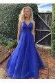 A-Line Long Blue Prom Dresses Formal Evening Gowns 901119