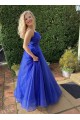 A-Line Long Blue Prom Dresses Formal Evening Gowns 901119