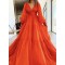 A-Line Long Sleeves V Neck Long Prom Dresses Formal Evening Gowns 901122