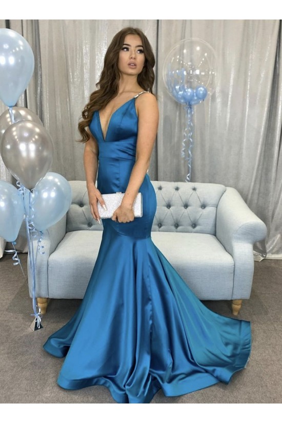 Mermaid Long Blue V Neck Prom Dresses Formal Evening Gowns 901123 Mermaid Long Blue V Neck Prom Dresses Formal Evening Gowns 901123