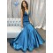 Mermaid Long Blue V Neck Prom Dresses Formal Evening Gowns 901123