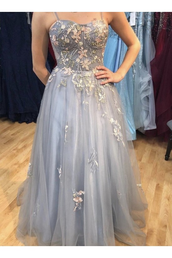 A-Line Tulle Lace Long Prom Dresses Formal Evening Gowns 901124 A-Line Tulle Lace Long Prom Dresses Formal Evening Gowns 901124