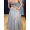 A-Line Tulle Lace Long Prom Dresses Formal Evening Gowns 901124