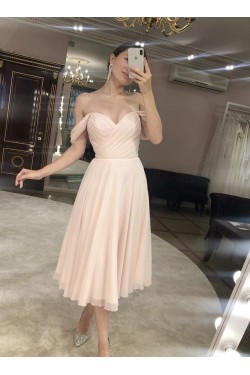 A-Line Tea Length Chiffon Long Prom Dresses Formal Evening Gowns 901129