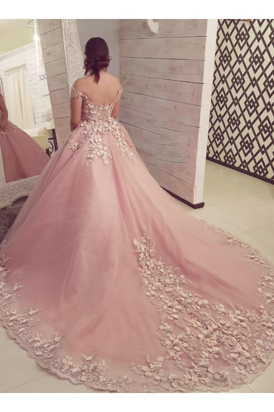 A-Line Off the Shoulder Lace Long Prom Dresses Formal Evening Gowns 901130 A-Line Off the Shoulder Lace Long Prom Dresses Formal Evening Gowns 901130