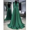 A-Line Long Green V Neck Prom Dresses Formal Evening Gowns 901133