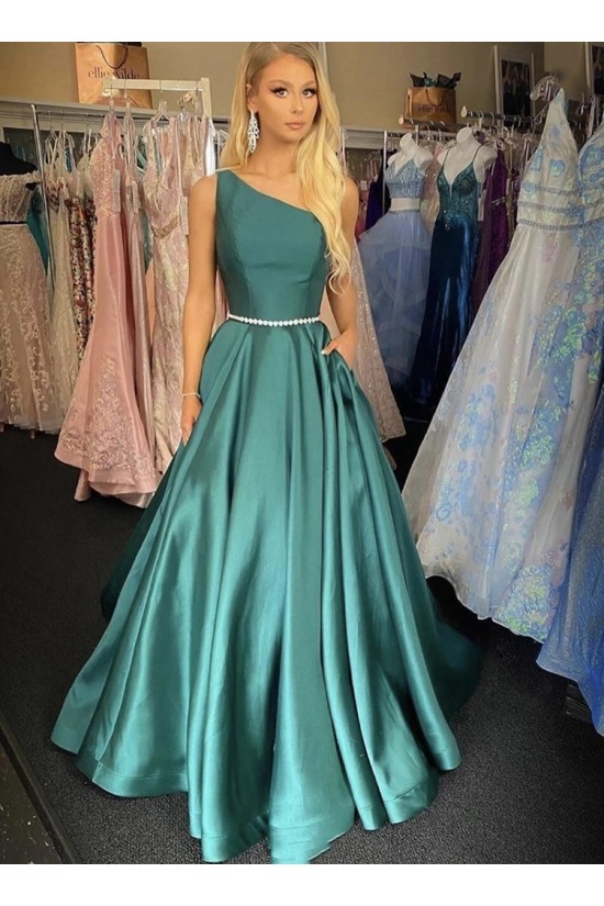 A-Line One Shoulder Long Prom Dresses Formal Evening Gowns 901135 A-Line One Shoulder Long Prom Dresses Formal Evening Gowns 901135