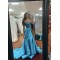 Mermaid Two Pieces Long Blue Sequins and Satin Prom Dress Formal Evening Gowns 901137