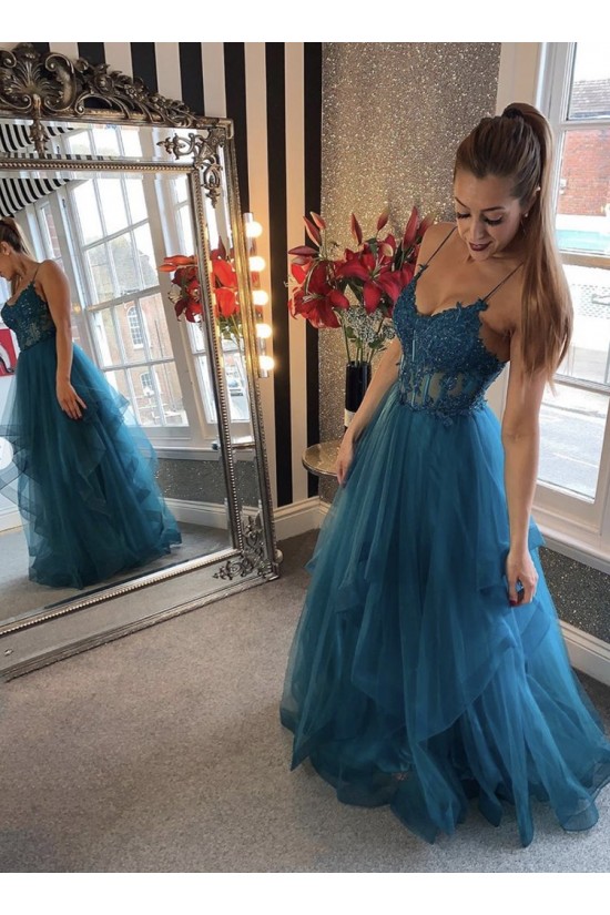 A-Line Long Blue Spaghetti Straps Prom Dress Formal Evening Gowns 901140 A-Line Long Blue Spaghetti Straps Prom Dress Formal Evening Gowns 901140