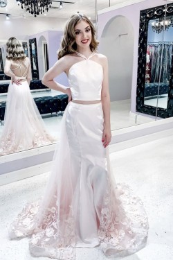 Mermaid Two Pieces Long Prom Dress Formal Evening Gowns 901141