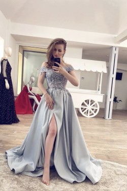 A-Line Lace Long Prom Dress Formal Evening Gowns 901142