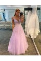 A-Line Lace and Tulle Long Prom Dress Formal Evening Gowns 901146