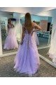 A-Line Lace and Tulle Long Prom Dress Formal Evening Gowns 901146