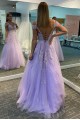 A-Line Lace and Tulle Long Prom Dress Formal Evening Gowns 901146