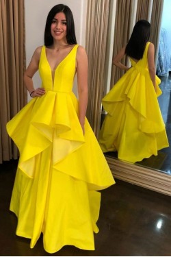 Long Yellow Prom Dress Formal Evening Gowns 901147