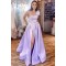 A-Line One Shoulder Satin Prom Dress Formal Evening Gowns 901150