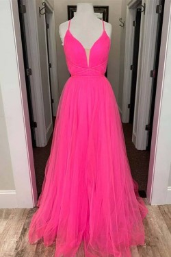 A-Line Long Tulle Prom Dress Formal Evening Gowns 901151