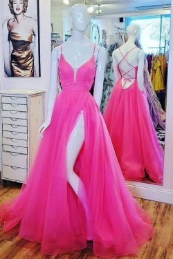 A-Line Long Tulle Prom Dress Formal Evening Gowns 901151