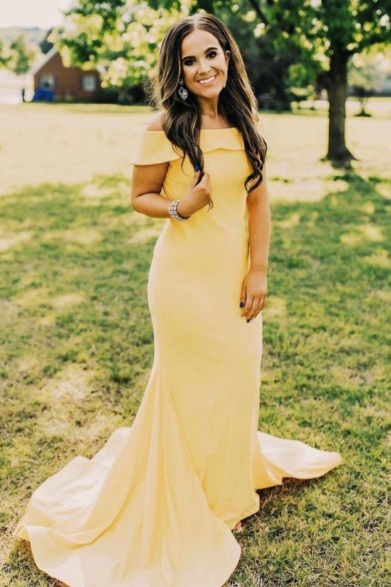Long Blue Off the Shoulder Prom Dress Formal Evening Gowns 901155