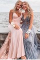 Long Pink Mermaid Lace Prom Dress Formal Evening Gowns 901158