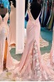 Long Pink Mermaid Lace Prom Dress Formal Evening Gowns 901158