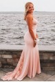 Long Pink Mermaid Lace Prom Dress Formal Evening Gowns 901158