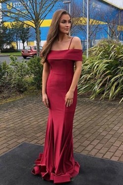 Mermaid Off the Shoulder Spaghetti Straps Prom Dress Formal Evening Gowns 901161