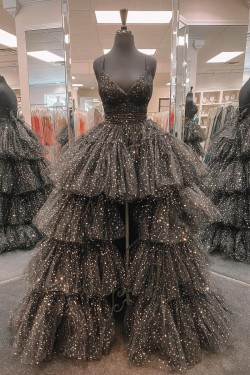 High Low Sparkle Tulle Prom Dress Formal Evening Gowns 901162