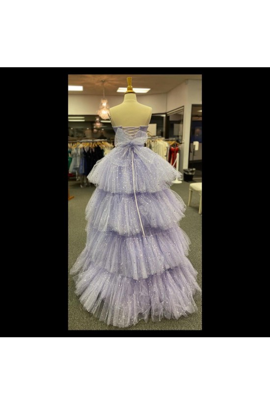 High Low Strapless Sparkle Tulle Prom Dress Formal Evening Gowns 901163