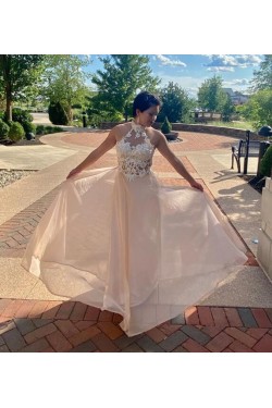 A-Line Lace and Chiffon Long Prom Dress Formal Evening Gowns 901169