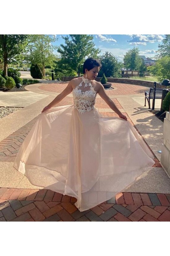 A-Line Lace and Chiffon Long Prom Dress Formal Evening Gowns 901169 A-Line Lace and Chiffon Long Prom Dress Formal Evening Gowns 901169
