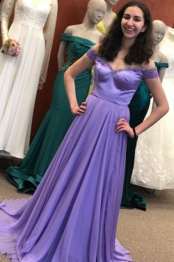 A-Line Off the Shoulder Prom Dress Formal Evening Gowns 901170