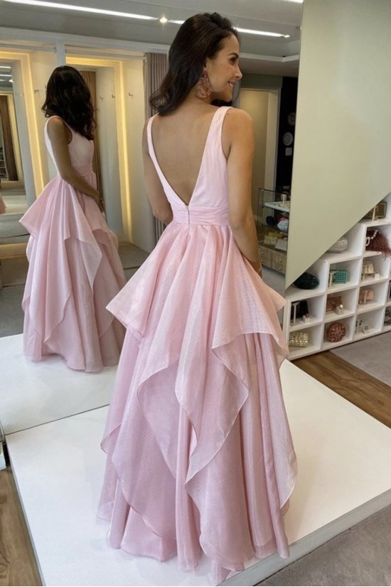 A-Line V Neck Long Pink Prom Dress Formal Evening Gowns 901172 A-Line V Neck Long Pink Prom Dress Formal Evening Gowns 901172
