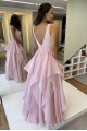 A-Line V Neck Long Pink Prom Dress Formal Evening Gowns 901172 A-Line V Neck Long Pink Prom Dress Formal Evening Gowns 901172