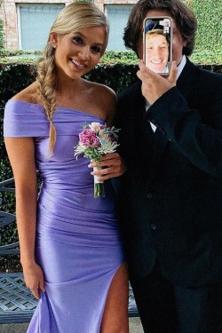 Elegant Lavender One Shoulder Long Prom Dress Formal Evening Gowns 901176