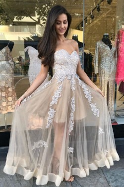 A-Line Lace Sweetheart Long Prom Dress Formal Evening Gowns 901181
