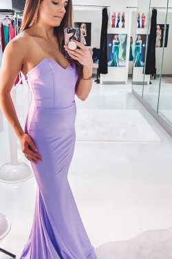 Mermaid Lavender Off the Shoulder Long Prom Dress Formal Evening Gowns 901184