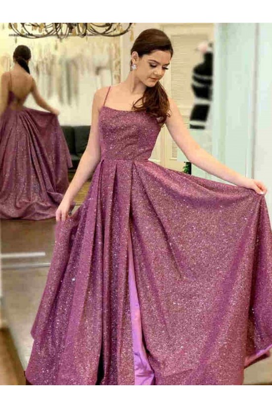 A-Line Sparkle Sequin Spaghetti Straps Prom Dress Formal Evening Gowns 901186 A-Line Sparkle Sequin Spaghetti Straps Prom Dress Formal Evening Gowns 901186