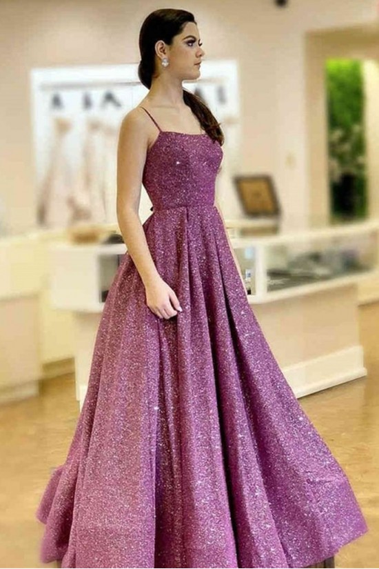 A-Line Sparkle Sequin Spaghetti Straps Prom Dress Formal Evening Gowns 901186 A-Line Sparkle Sequin Spaghetti Straps Prom Dress Formal Evening Gowns 901186